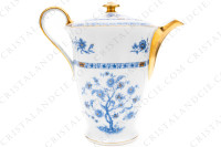 Cafetière en porcelaine de Limoges de la maison Haviland modèle Arbre bleu forme Lutèce orné d un arbre fleuri pourpre et jaune en son centre, de frises végétales et d un liseré or photo-3
