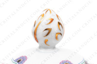 Coffee pot in Limoges china by Haviland pattern Golden Quails decorated with quails and roosters, butterflies and polychromes flowers enhanced with gold photo-3