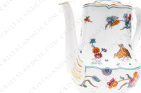 Coffee pot in Limoges china by Haviland pattern Golden Quails decorated with quails and roosters, butterflies and polychromes flowers enhanced with gold photo-6