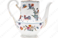 Coffee pot in Limoges china by Haviland pattern Golden Quails decorated with quails and roosters, butterflies and polychromes flowers enhanced with gold photo-8