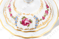 Coffee pot in Limoges china by Bernardaud pattern Roses de Limoges decorated with friezes of pink roses, with roses in medallion and gold friezes photo-3