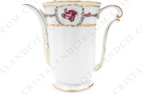 Coffee pot in Limoges china by Bernardaud pattern Roses de Limoges decorated with friezes of pink roses, with roses in medallion and gold friezes photo-7