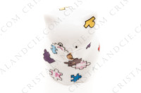 Figurine en porcelaine de Limoges de la maison Bernardaud présentant un chat décoré de pièces de puzzle polychromes photo-7