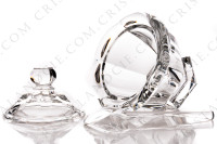 Confiturier et sa cuillère en cristal de Baccarat modèle Harcourt Missouri à décor de pans coupés photo-2