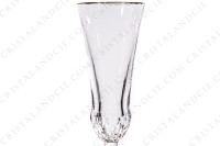 Champagne flute in crystal by Saint-Louis pattern Apollo gold with an important cut pattern and gold borders photo-3