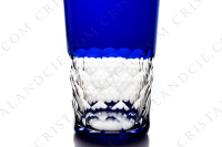 Gobelet en cristal double couches bleu de Baccarat modèle Chauny à décor de nid d abeille taillé photo-3