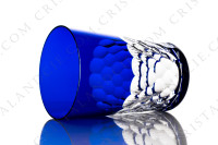Gobelet en cristal double couches bleu de Baccarat modèle Chauny à décor de nid d abeille taillé photo-2