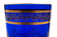 Gobelet à thé en cristal double couches bleu foncé de Saint-Louis modèle Meknes orné de palmettes et frise en incrustations or photo-3