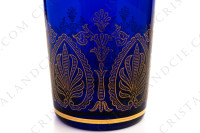 Gobelet à thé en cristal double couches bleu foncé de Saint-Louis modèle Meknes orné de palmettes et frise en incrustations or photo-4