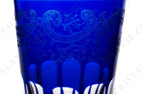 Gobelet à thé n°5 en cristal double couches bleu foncé de Saint-Louis modèle Rabat orné d arabesques végétales et de côtes plates photo-3