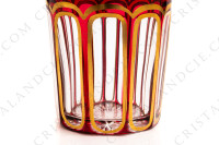 Gobelet à thé n°5 en cristal double couches rouge de Saint-Louis modèle Rabat or orné d arabesques végétales et de côtes plates photo-4