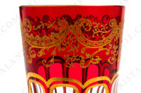 Gobelet à thé n°5 en cristal double couches rouge de Saint-Louis modèle Rabat or orné d arabesques végétales et de côtes plates photo-3