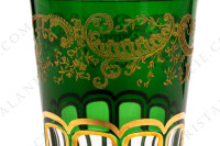 Gobelet à thé n°5 en cristal double couches vert de Saint-Louis modèle Rabat or orné d arabesques végétales et de côtes plates photo-3