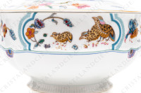 Covered vegetable in Limoges china by Haviland pattern Golden Quails decorated with quails, butterflies and polychromes flowers enhanced with gold photo-4