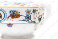 Covered vegetable in Limoges china by Haviland pattern Golden Quails decorated with quails, butterflies and polychromes flowers enhanced with gold photo-5