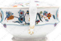 Covered vegetable in Limoges china by Haviland pattern Golden Quails decorated with quails, butterflies and polychromes flowers enhanced with gold photo-8