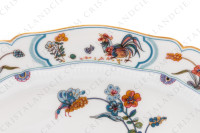 Pair of relish dishes in Limoges china by Havilland pattern Golden Quails decorated with couples of quails and roosters, with butterflies and polychromes flowers enhanced with gold photo-5