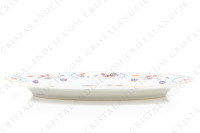 Pair of relish dishes in Limoges china by Havilland pattern Golden Quails decorated with couples of quails and roosters, with butterflies and polychromes flowers enhanced with gold photo-2