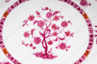 Plat à gâteaux en porcelaine de Limoges de la maison Haviland modèle Arbre pourpre forme Lutèce orné d un arbre fleuri pourpre et jaune en son centre, de frises végétales et d un liseré or photo-5