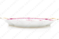 Plat à gâteaux en porcelaine de Limoges de la maison Haviland modèle Arbre pourpre forme Lutèce orné d un arbre fleuri pourpre et jaune en son centre, de frises végétales et d un liseré or photo-2