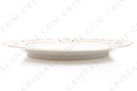 Cake dish in Limoges china by Bernardaud pattern Roses de Limoges decorated with friezes of pink roses, with roses in medallion and gold friezes photo-2