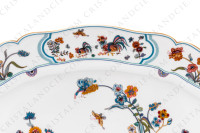 Oval dish in Limoges china by Haviland pattern Golden Quails decorated with quails and roosters, with butterflies and polychromes flowers enhanced with gold photo-4