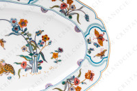 Oval dish in Limoges china by Haviland pattern Golden Quails decorated with quails and roosters, with butterflies and polychromes flowers enhanced with gold photo-5