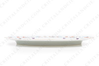 Oval dish in Limoges china by Haviland pattern Golden Quails decorated with quails and roosters, with butterflies and polychromes flowers enhanced with gold photo-2