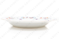 Round deep dish in Limoges china by Haviland pattern Golden Quails decorated with couples of quails and roosters, with butterflies and polychromes flowers enhanced with gold photo-2