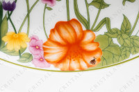 Round deep dish in Limoges china by Raynaud for Denby pattern English Garden decorated with polychromes flowers and bugs photo-5