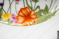 Round dish in Limoges china by Raynaud for Denby pattern English Garden decorated with polychromes flowers and bugs photo-5