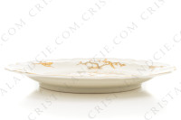 Plat rond en porcelaine de Limoges de la maison Bernardaud modèle Reine Elisabeth orné d oiseaux de paradis et de branchages or photo-2