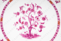 Plat à tarte en porcelaine de Limoges de la maison Haviland modèle Arbre pourpre forme Lutèce orné d un arbre fleuri pourpre et jaune en son centre, de frises végétales et d un liseré or photo-4