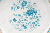 Plat à tarte en porcelaine de Limoges de la maison Haviland modèle Nankin à décor de fleurs en camaïeu de bleus et rehauts or photo-4