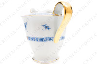 Pot à lait en porcelaine de Limoges de la maison Haviland modèle Arbre bleu forme Lutèce orné d un arbre fleuri pourpre et jaune en son centre, de frises végétales et d un liseré or photo-4