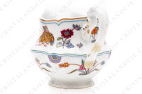 Creamer in Limoges china by Haviland pattern Golden Quails decorated with quails and roosters, butterflies and polychromes flowers enhanced with gold photo-2