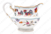 Creamer in Limoges china by Haviland pattern Golden Quails decorated with quails and roosters, butterflies and polychromes flowers enhanced with gold photo-3