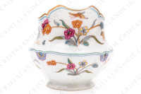 Creamer in Limoges china by Haviland pattern Golden Quails decorated with quails and roosters, butterflies and polychromes flowers enhanced with gold photo-4