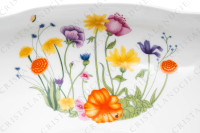 Salad bowl in Limoges china by Raynaud for Denby pattern English Garden decorated with polychromes flowers and bugs photo-4