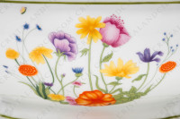 Salad bowl in Limoges china by Raynaud for Denby pattern English Garden decorated with polychromes flowers and bugs photo-5