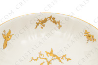 Saladier en porcelaine de Limoges de la maison Bernardaud modèle Reine Elisabeth orné d oiseaux de paradis et de branchages or photo-4