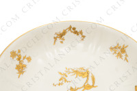 Saladier en porcelaine de Limoges de la maison Bernardaud modèle Reine Elisabeth orné d oiseaux de paradis et de branchages or photo-5