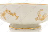 Saladier en porcelaine de Limoges de la maison Bernardaud modèle Reine Elisabeth orné d oiseaux de paradis et de branchages or photo-7