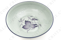 Saladier en porcelaine de Limoges de la maison Haviland et Parlon modèle Shangaï bleu orient orné de fleurs en camaïeu de bleus photo-2