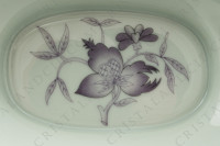 Gravy boat in Limoges china by Haviland et Parlon pattern Shangaï bleu orient, decorated with flowers in shades of blue photo-4
