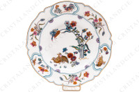 Set of six soup plates in Limoges china by Havilland pattern Golden Quails decorated with couples of quails and roosters, with butterflies and polychromes flowers enhanced with gold photo-2