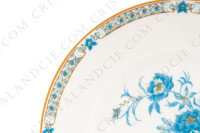 Série de six assiettes à dessert en porcelaine de Limoges de la maison Haviland modèle Nankin à décor de fleurs en camaïeu de bleus et rehauts or photo-4