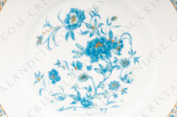 Série de six assiettes à dessert en porcelaine de Limoges de la maison Haviland modèle Nankin à décor de fleurs en camaïeu de bleus et rehauts or photo-5