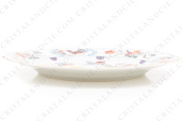 Set of six dinner plates in Limoges china by Haviland pattern Golden Quails decorated with couples of quails and roosters, with butterflies and polychromes flowers enhanced with gold photo-3