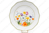 Set of six dinner plates in Limoges china by Raynaud for Denby pattern English Garden decorated with polychromes flowers and bugs photo-2